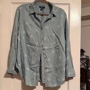 Chaps Sky Blue Star Pattern Shirt Jacket